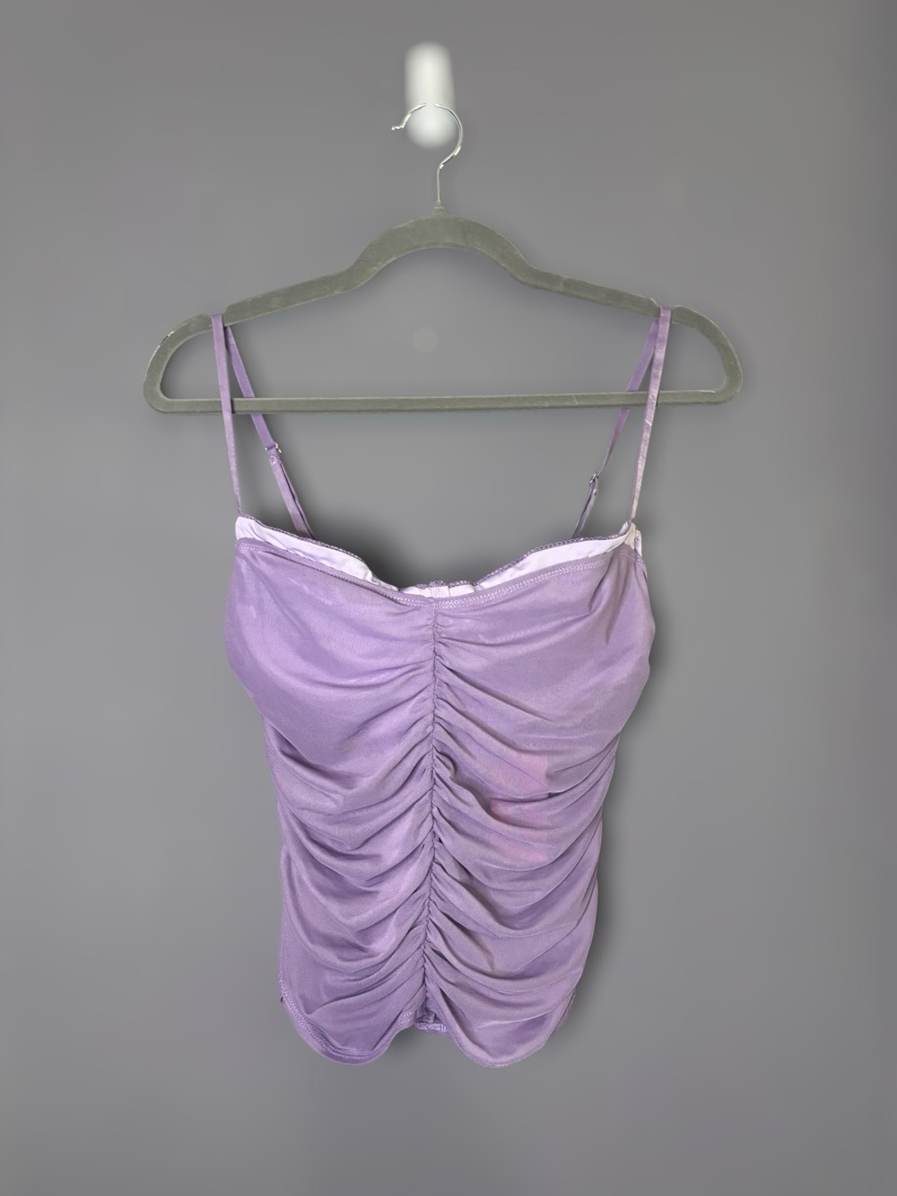 Edikted Rebecca Lilac Purple Ruched Mesh Corset Bra Top Large